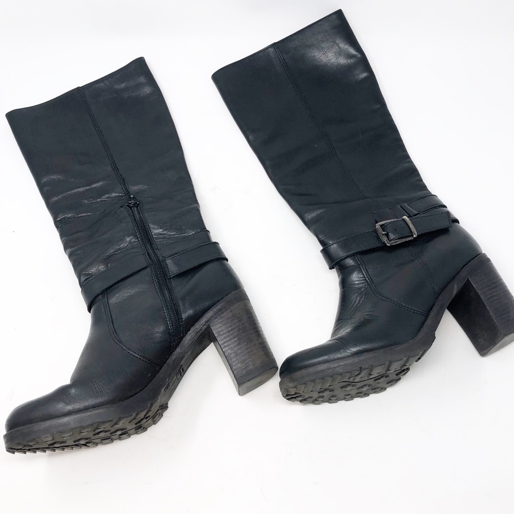 LAVORATE A MANO Black Leather Knee-High Boots-Sz 6